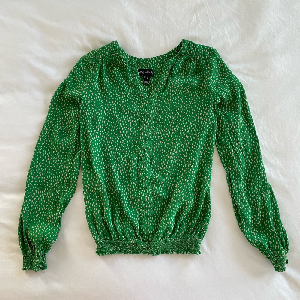 Long Tall Sally Green Y-Neck Blouse